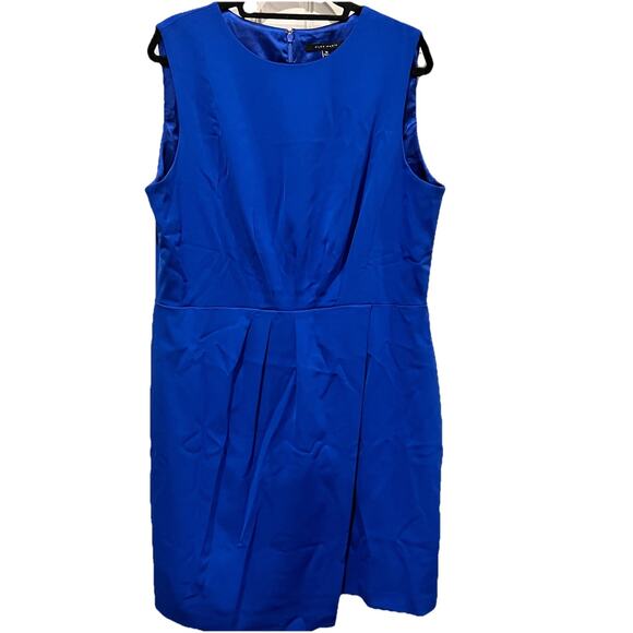 Alex Marie Royal Blue Sleeveless Sheath Dress Size 16 Zip Back Pleated Career - Picture 1 of 10